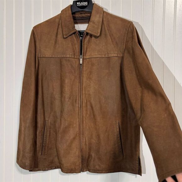 Wilsons Leather M Julian Brown Leather Jacket Men’s Medium Thinsulate Zip Coat - Picture 2 of 13